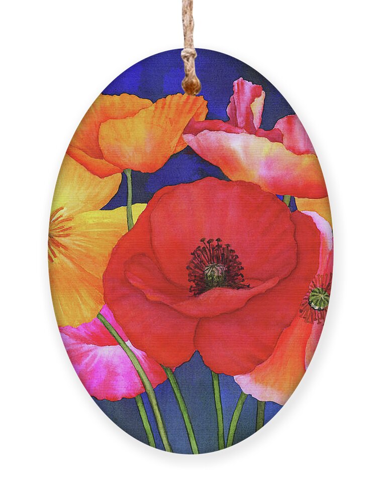 Poppy Ornament featuring the painting Poppies by Hailey E Herrera