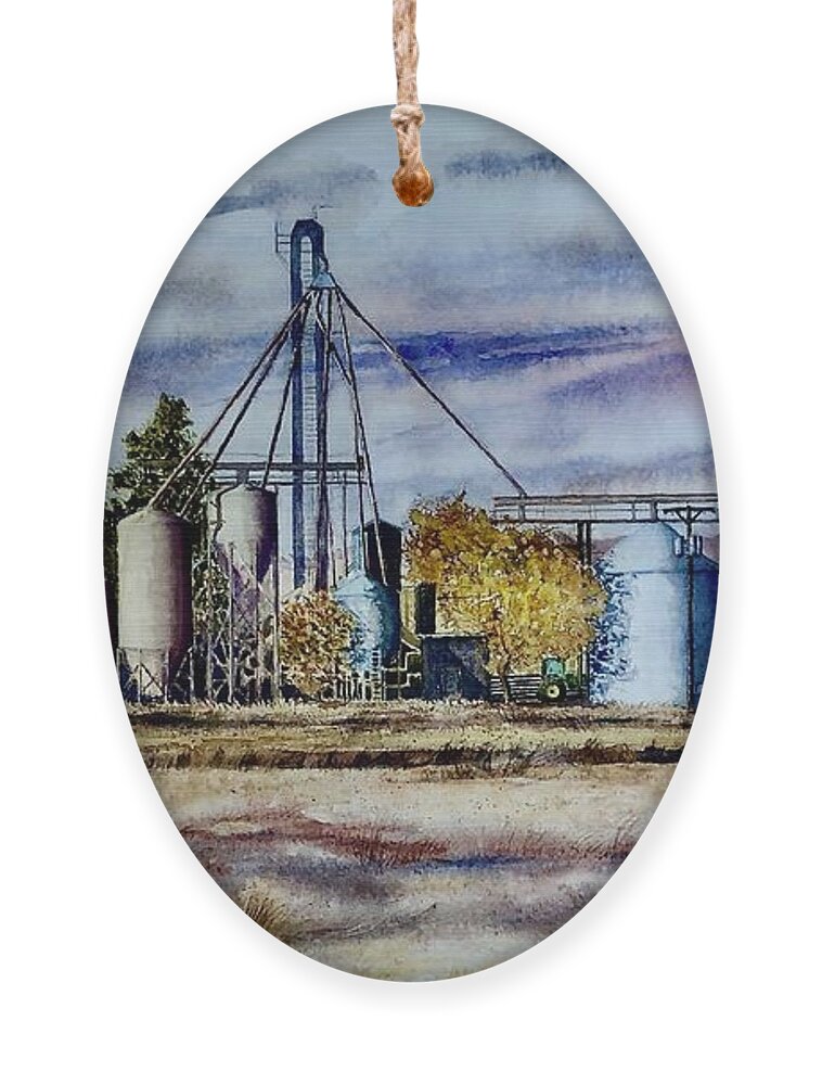 Agricultural Ornament featuring the painting Porters Feed Lot by John Glass