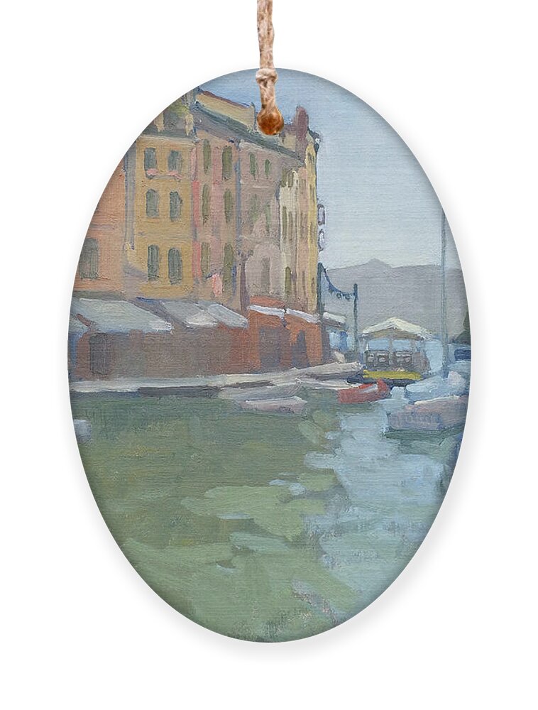 Portofino Ornament featuring the painting Portofino, Italy by Paul Strahm