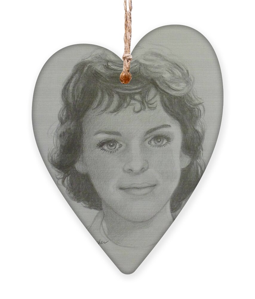 Girl Ornament featuring the drawing Portrait of a Young Girl by Constance DRESCHER