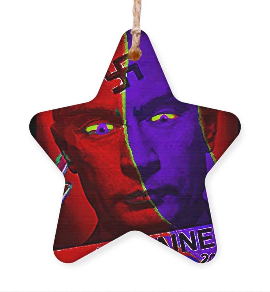  Ukraine 2022 Ornament featuring the mixed media Portrait of an Evil Man by Hartmut Jager