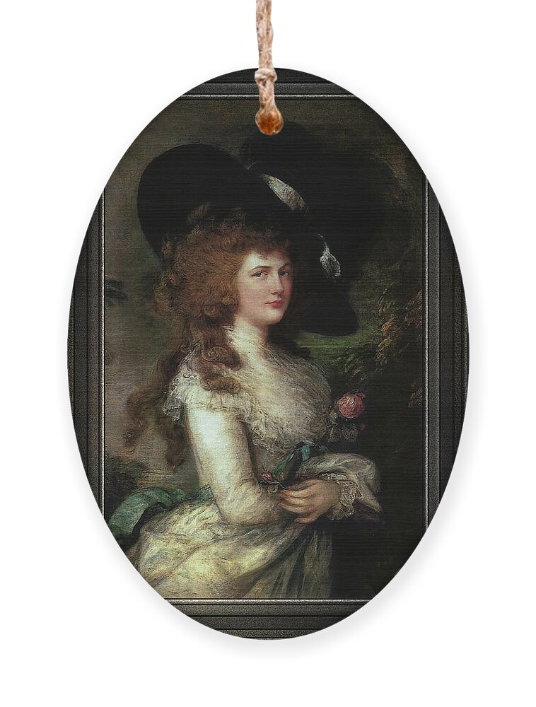 Portrait Of Georgiana Ornament featuring the painting Portrait of Georgiana, Duchess of Devonshire by Thomas Gainsborough by Rolando Burbon
