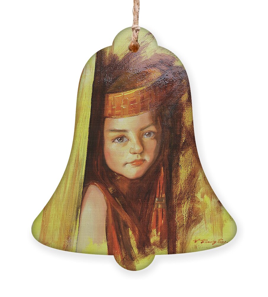 Oil Painting Ornament featuring the painting Portrait of girl#22221 by Hongtao Huang