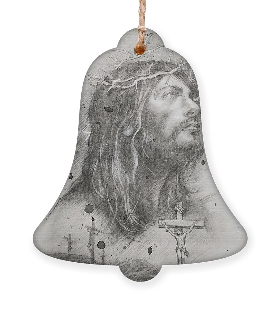 Portrait Ornament featuring the drawing Portrait of Jesus#2217 by Hongtao Huang