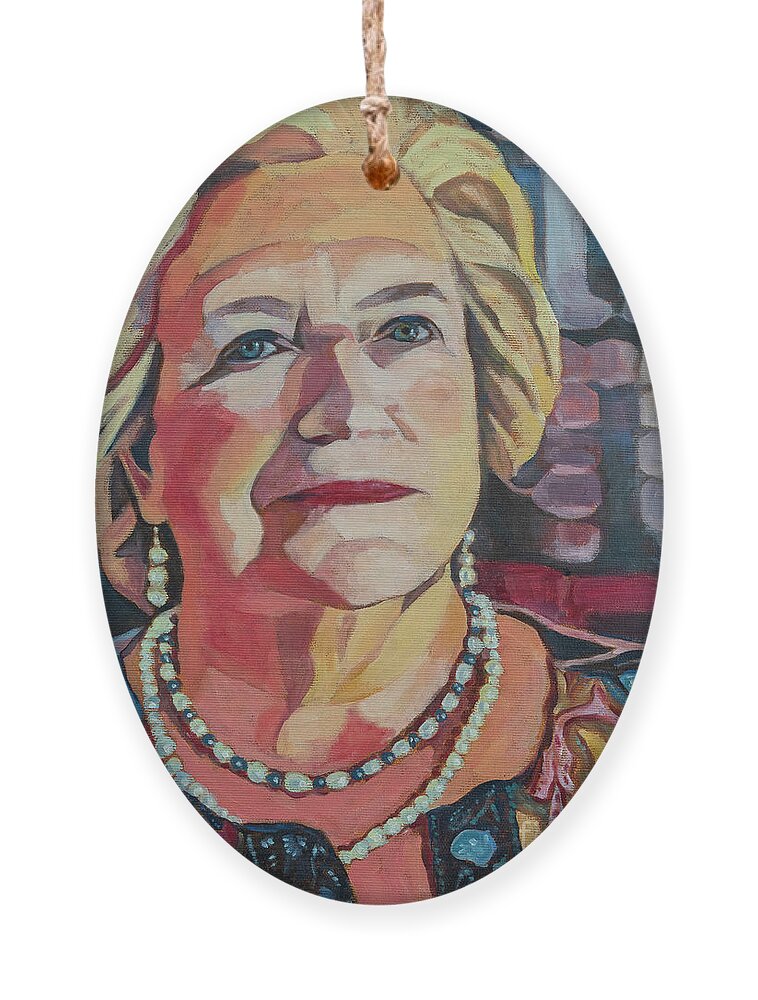 Portrait Of My Mother On Her 50th Wedding Aniversary Ornament featuring the painting Portrait of my Mother by Pablo Avanzini