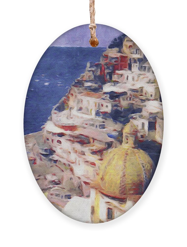 Positano Italy Ornament featuring the painting Positano by Susan Maxwell Schmidt