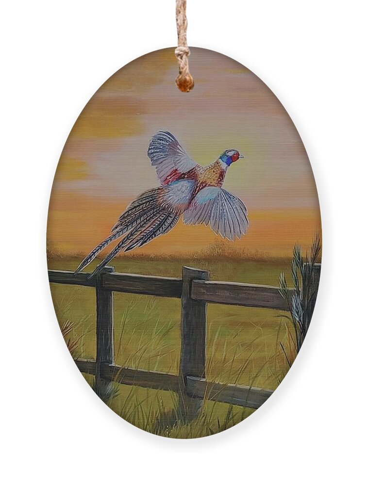 Pheasant Painting Ornament featuring the painting Prairie Pheasant by Connie Rish