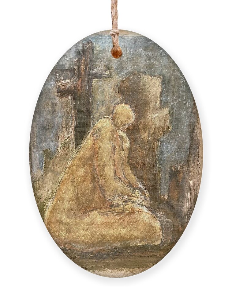 Mindfulness Ornament featuring the painting Prayer by David Euler