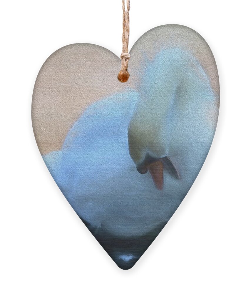 Mute Swan Ornament featuring the photograph Preening Swan - Cygnus olor by Yvonne Johnstone