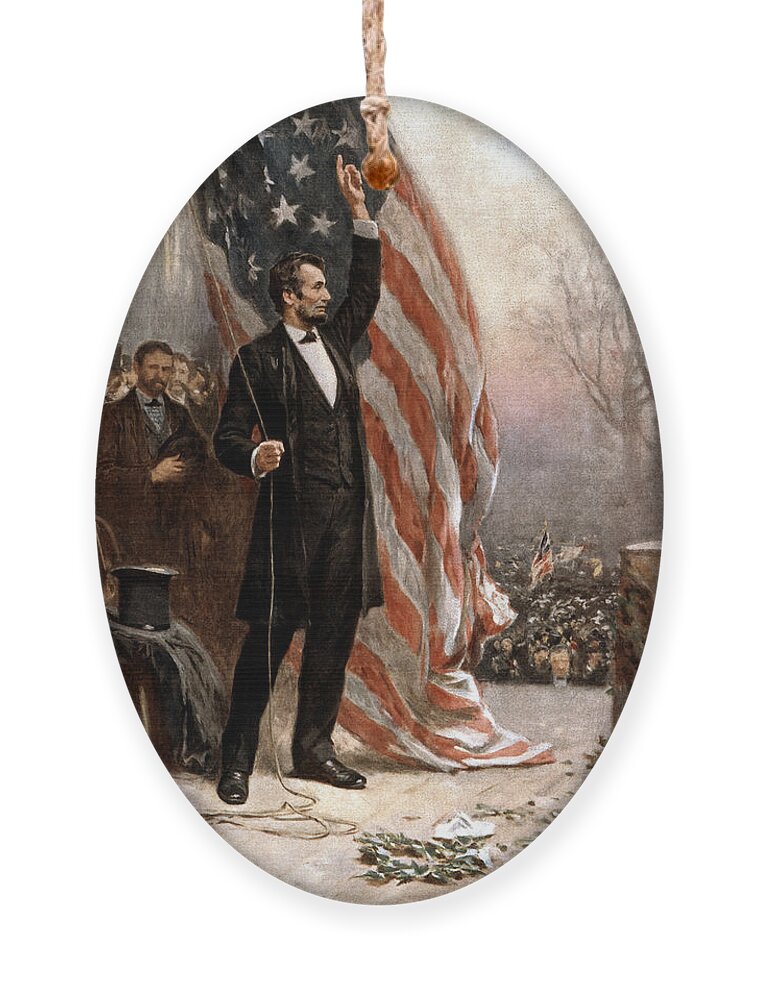 Abraham Lincoln Ornament featuring the painting President Abraham Lincoln Giving A Speech by War Is Hell Store