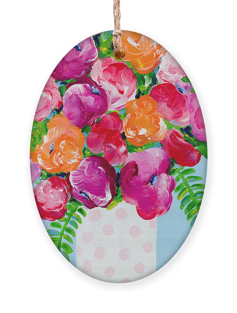 Floral Bouquet Ornament featuring the painting Pretty in Pink by Beth Ann Scott