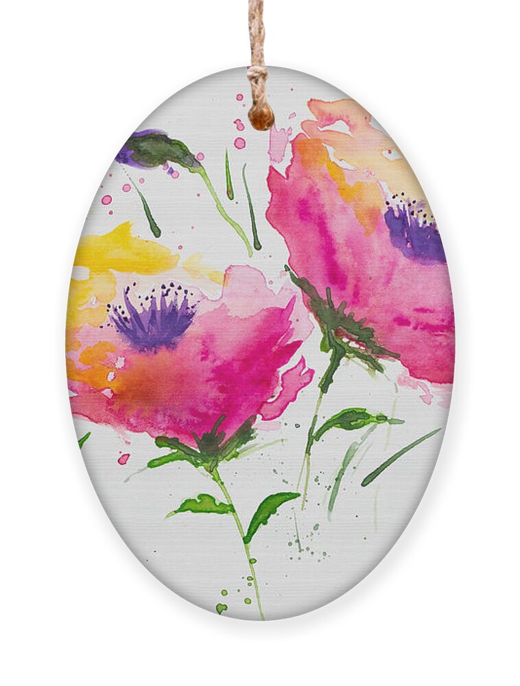Poppy Ornament featuring the painting Pretty in Pink by Bonny Puckett