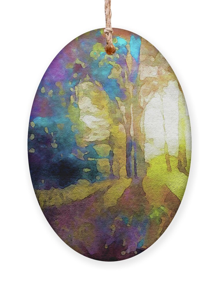 Prismatic Forest Ornament featuring the painting Prismatic Forest by Susan Maxwell Schmidt