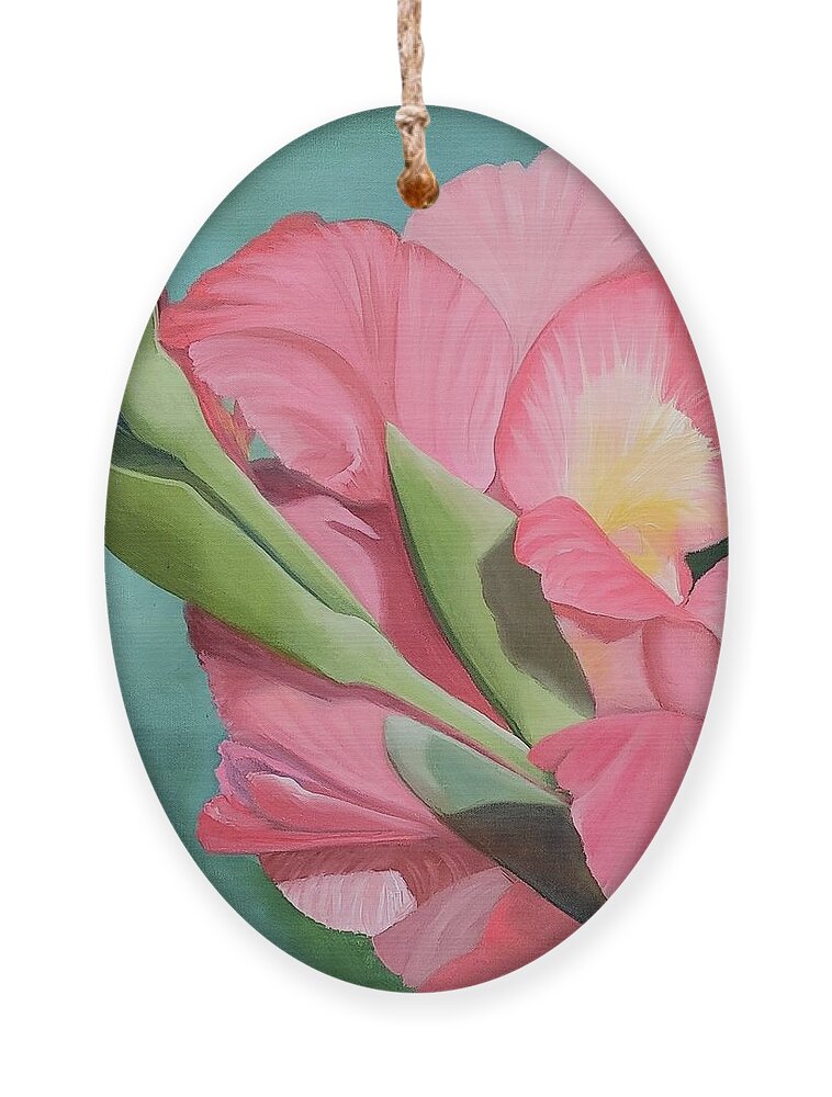 Pink Gladiolious Ornament featuring the painting Properly Pink Gladiolus by Connie Rish