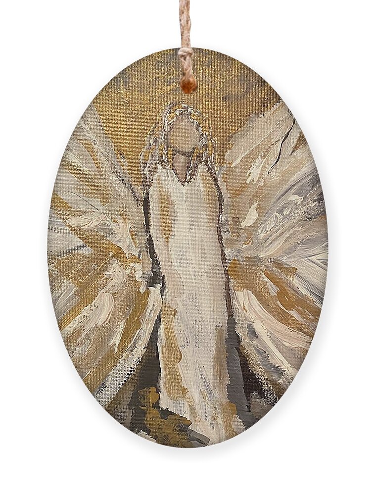 Angel Ornament featuring the painting Protector by Kathy Bee