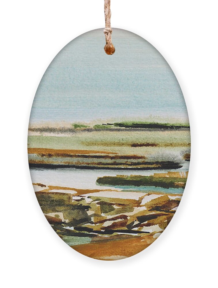 Cape Cod Ornament featuring the painting Provincetown Jetty by Paul Gaj