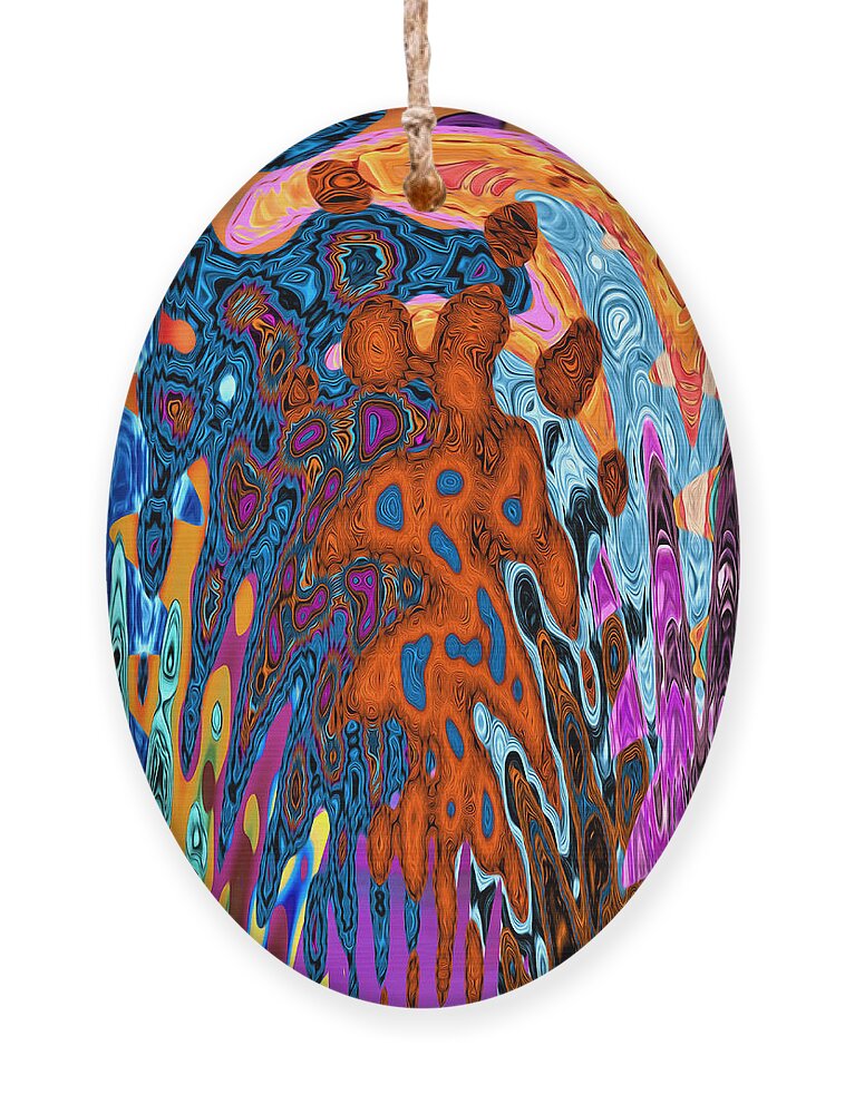 Abstract Ornament featuring the digital art Psychedelic - Volcano Eruption by Ronald Mills