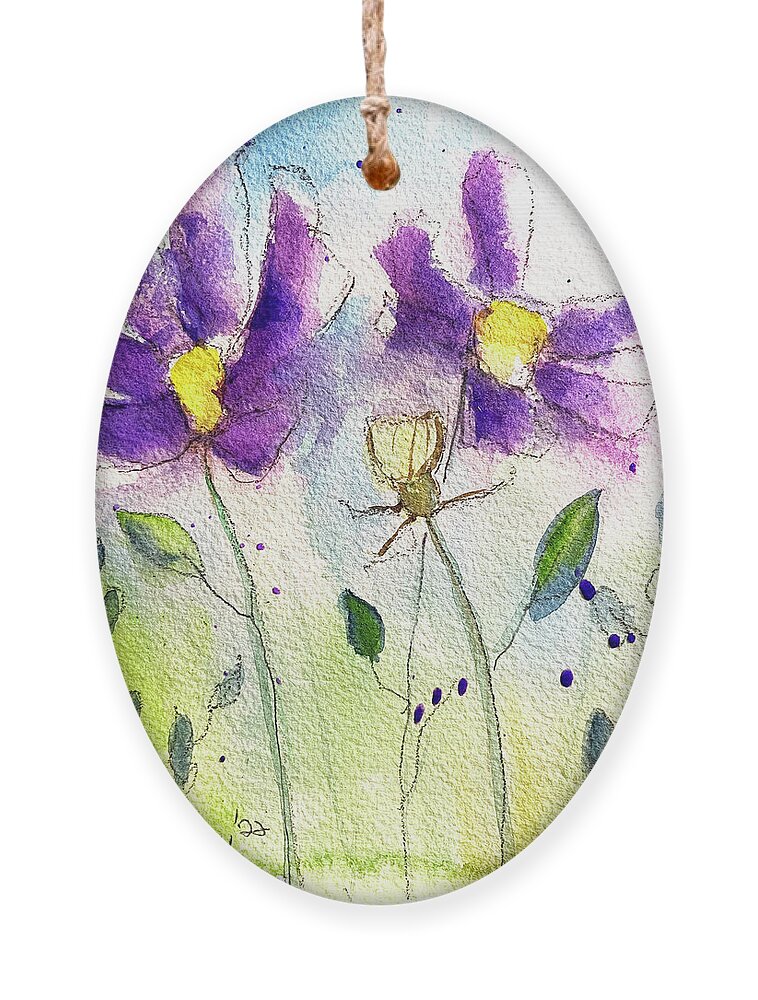 Cosmos Ornament featuring the painting Purple Cosmos by Roxy Rich