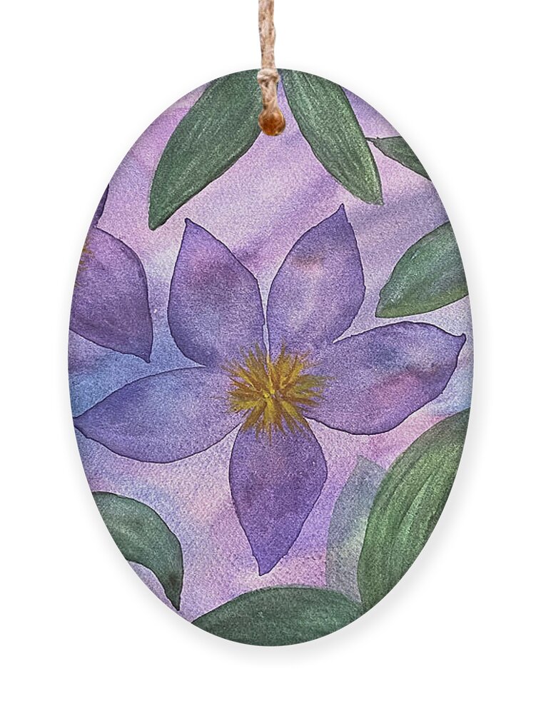 Purple Flowers Ornament featuring the painting Purple Flowers by Lisa Neuman