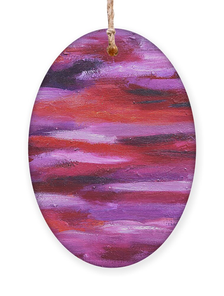 Abstract Seascape Ornament featuring the painting Purple Waves 3 by Maria Meester