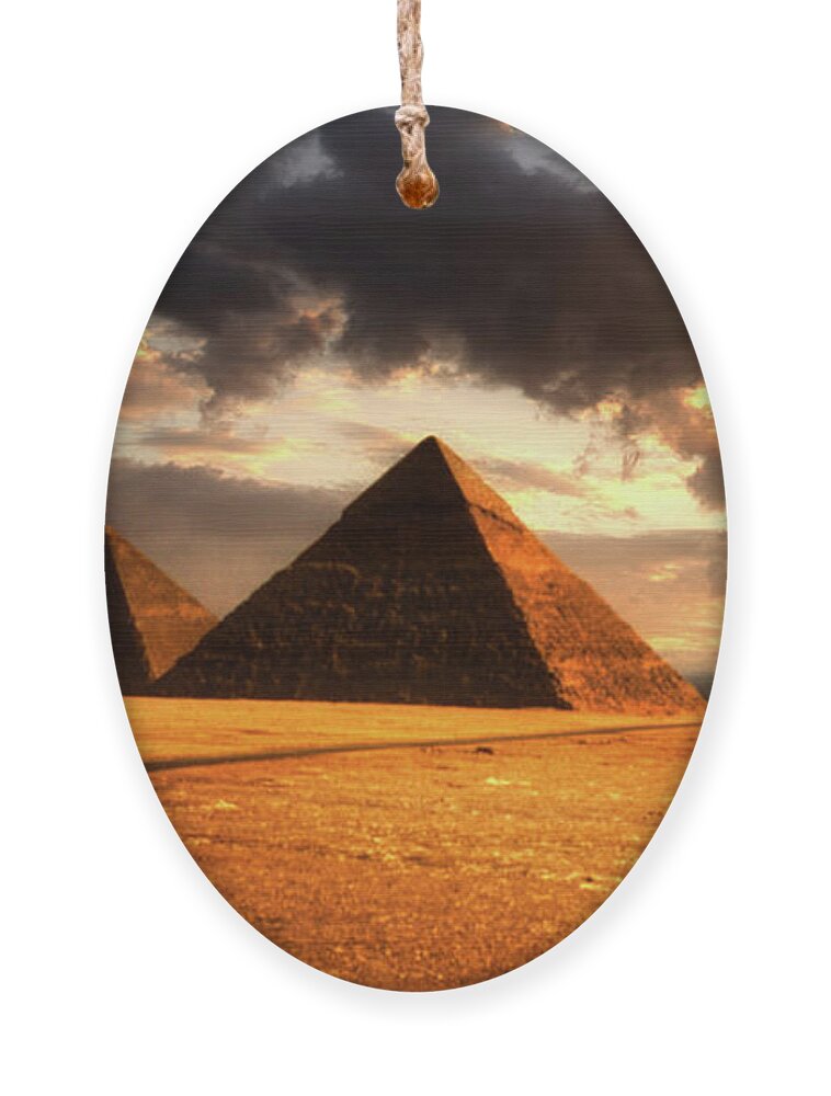 Giza Ornament featuring the photograph Pyramids of Giza by Kype Hills