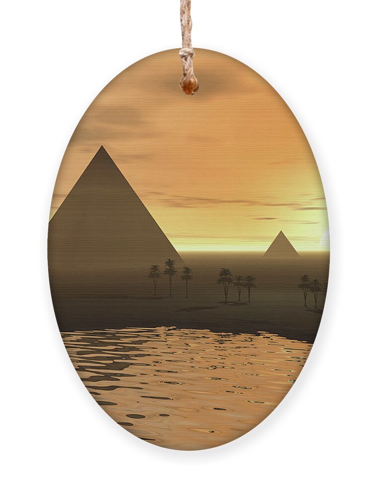 Mirage Ornament featuring the digital art Pyramids by Phil Perkins