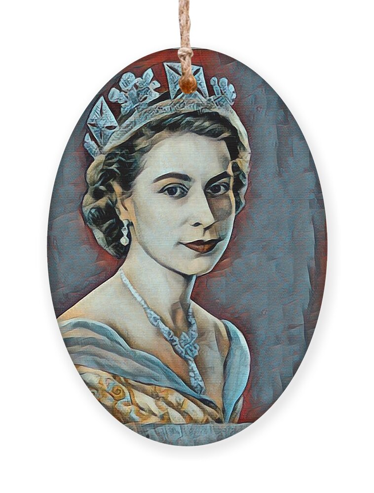 Metal Ornament featuring the painting Queen Elizabeth by Tony Rubino