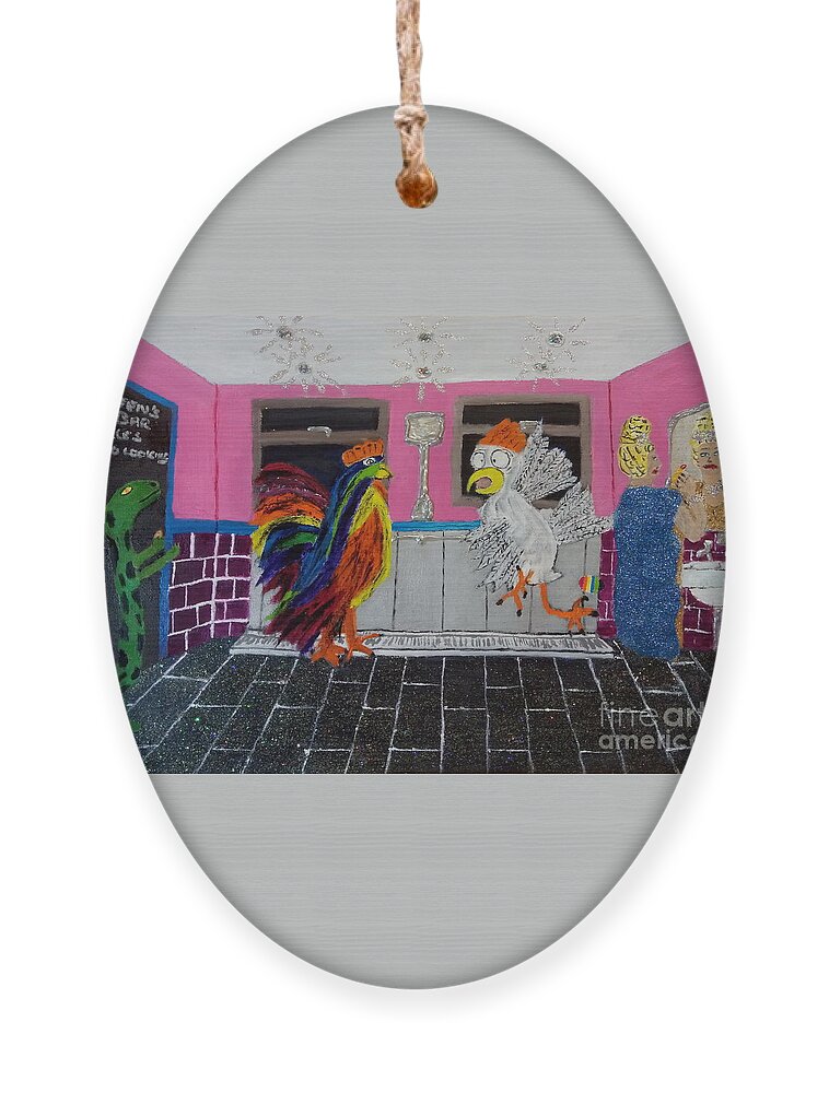 Lgbtq Ornament featuring the painting Queens bar sweatbox rules by David Westwood
