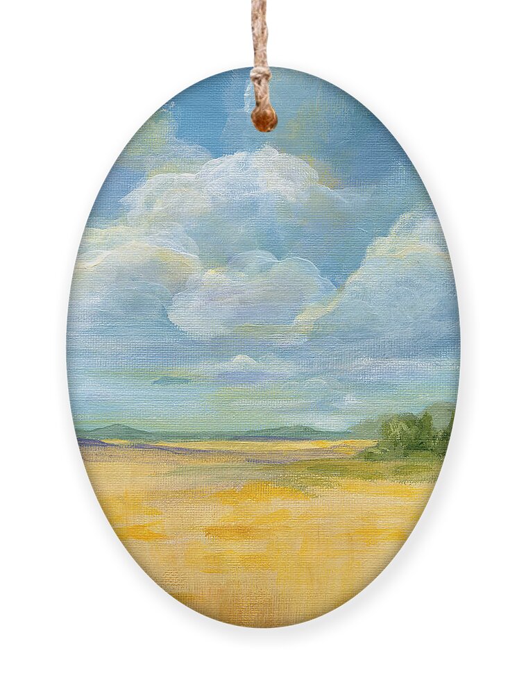 Landscape Ornament featuring the painting Quiet - Nebraska Skies by Annie Troe
