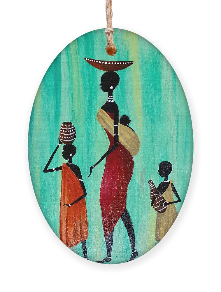 Africa Ornament featuring the painting R-5 by Ghada Malik