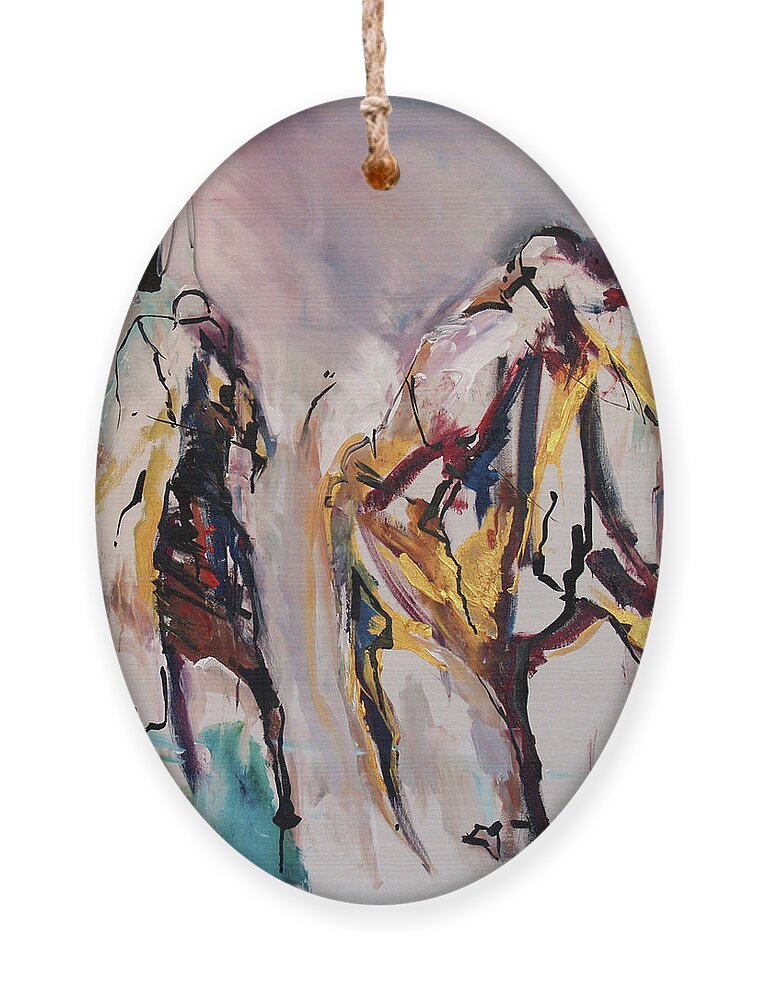 Kentucky Horse Racing Ornament featuring the painting Race Perseverance by John Gholson