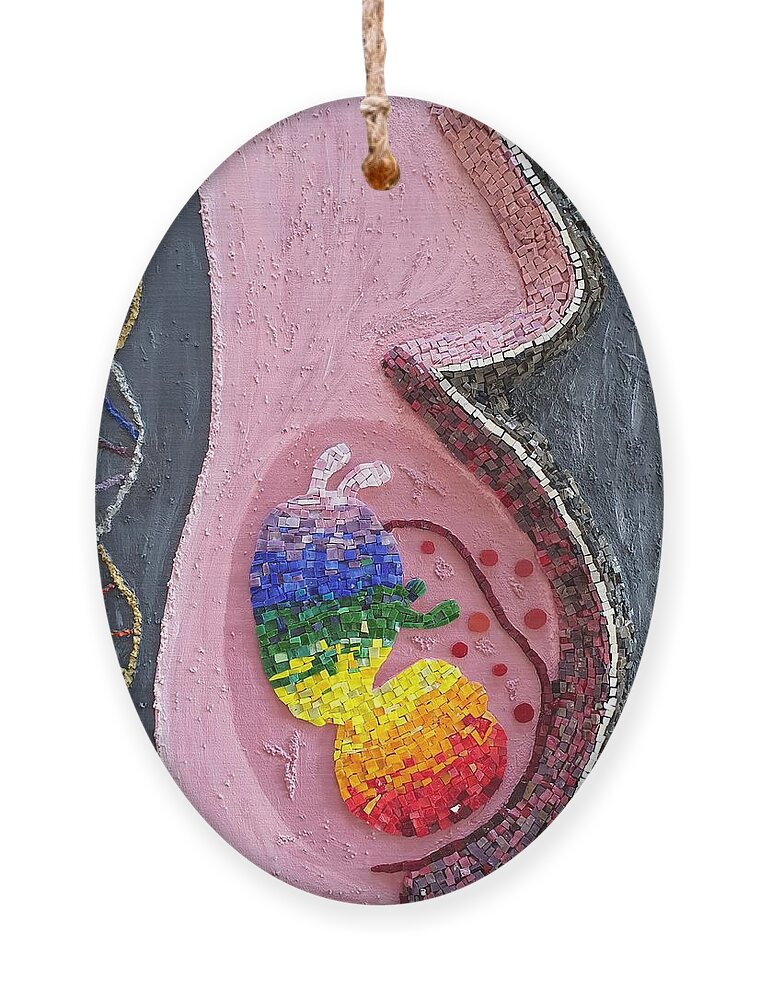Baby Ornament featuring the mixed media Rainbow Baby Mosaic by Adriana Zoon