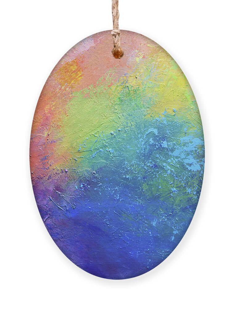 Sky Ornament featuring the painting Rainbow Blue by Linda Bailey