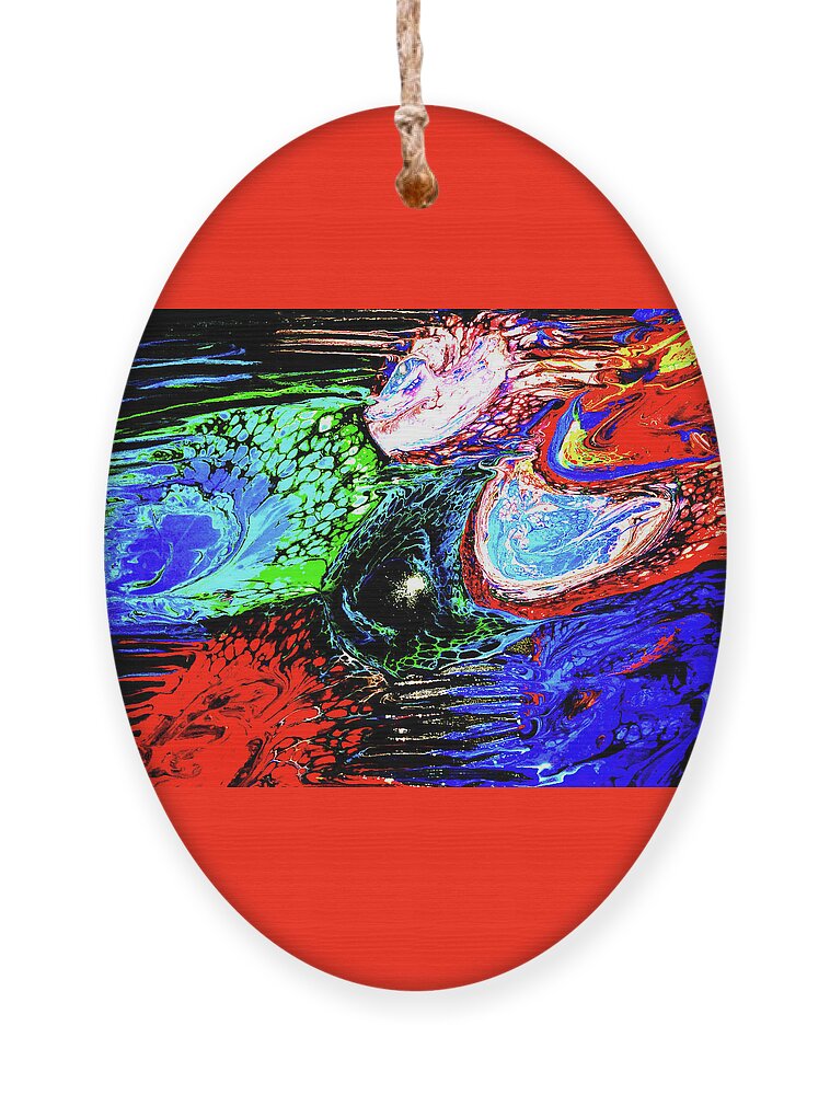 Flow Ornament featuring the painting Rainbow Flow by Anna Adams
