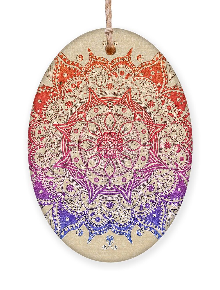 Zentangle Ornament featuring the digital art Rainbow Mandala by Xine Segalas