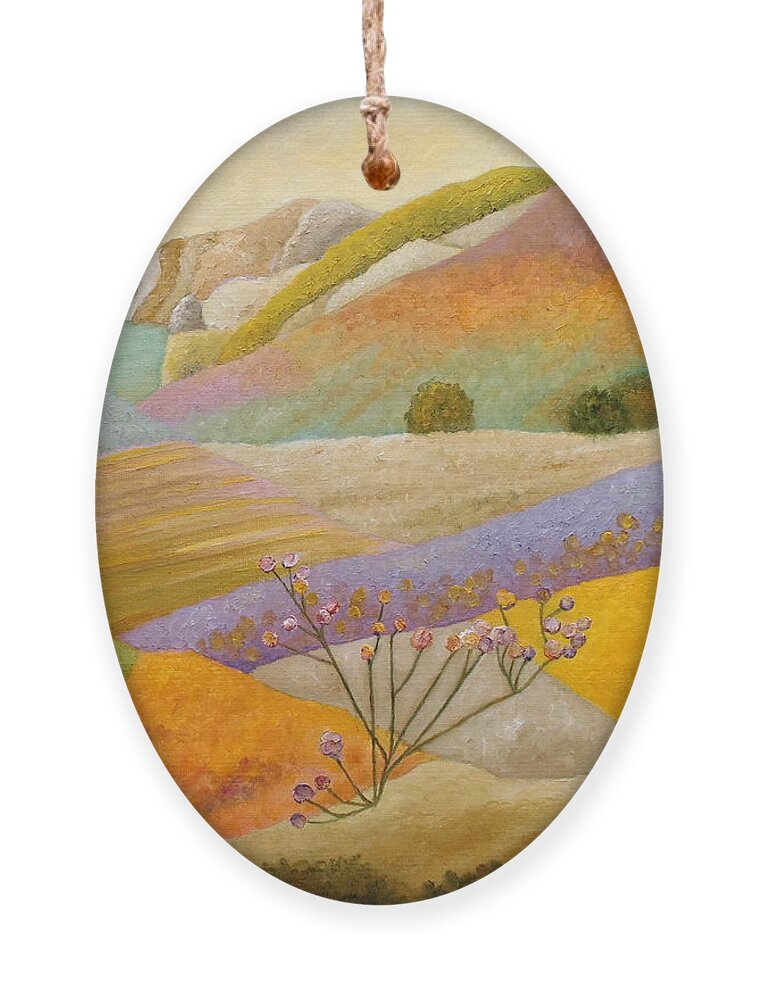 Seascape Ornament featuring the painting Rambling Through The Blooming Valley by Angeles M Pomata
