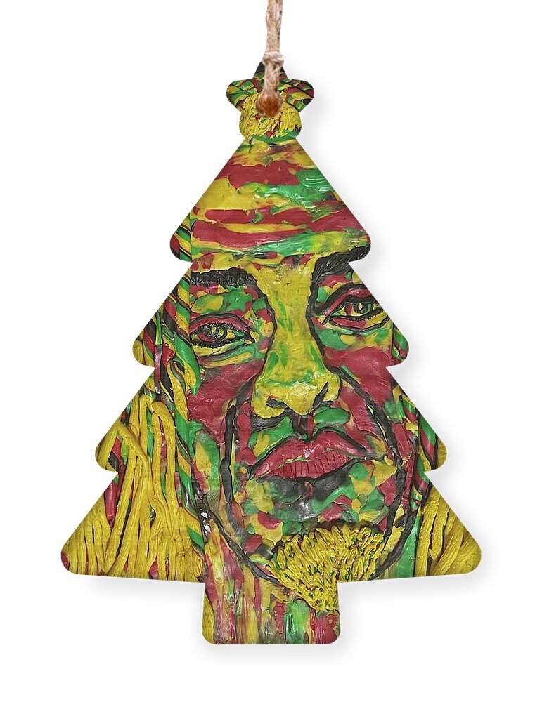 Polymer Clay Ornament featuring the mixed media Rastamon by Deborah Stanley