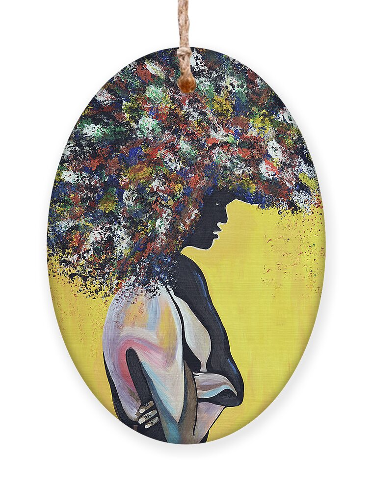 Bold Ornament featuring the painting Raven Fro by Chiquita Howard-Bostic