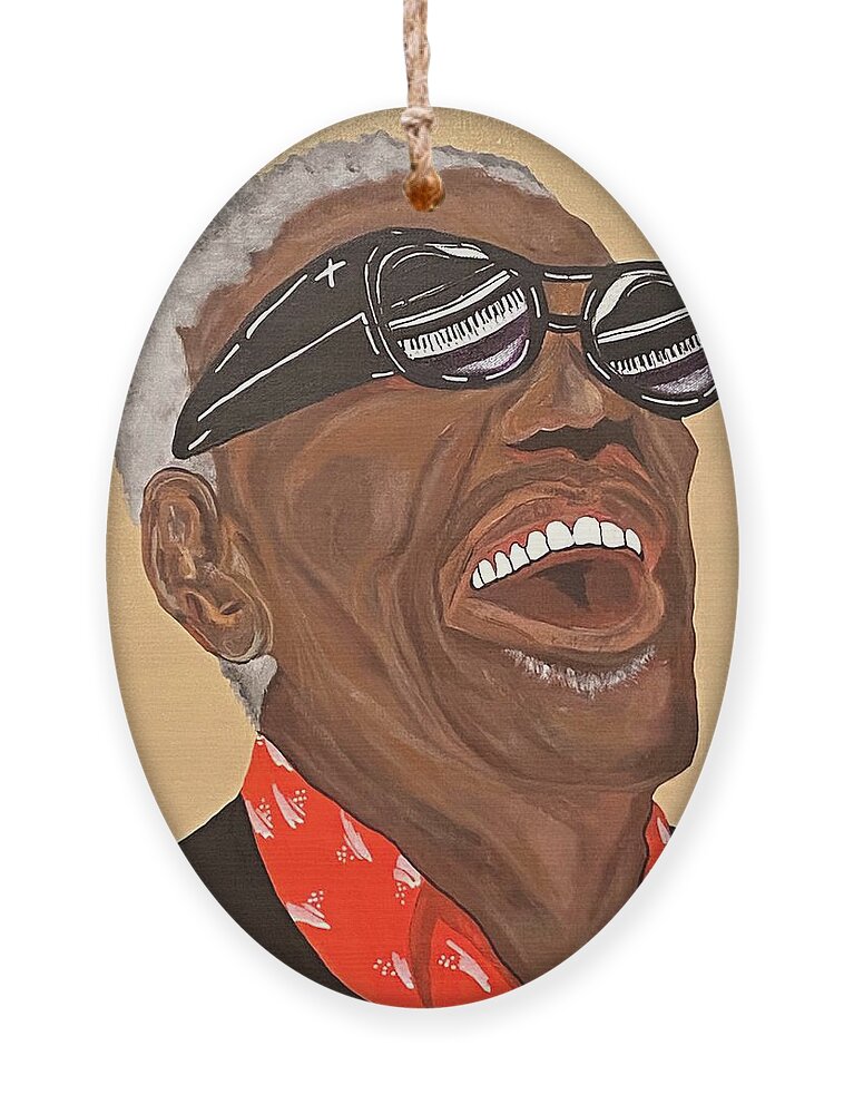  Ornament featuring the painting Ray Charles-Reflections of Ray by Bill Manson
