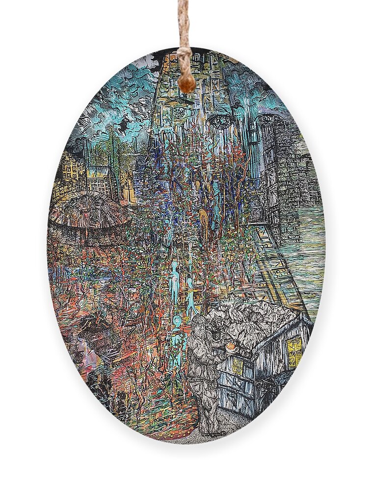 Reclamation Ornament featuring the mixed media Reclamation by Angela Weddle