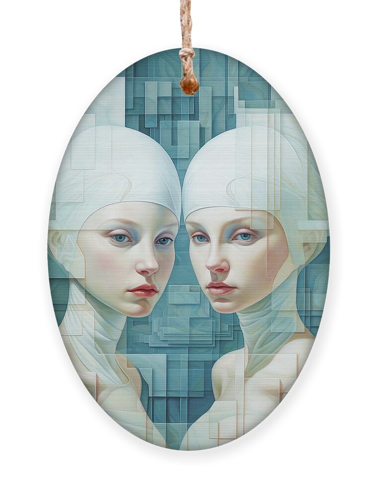 Woman Ornament featuring the digital art Recursive Self 03 by Matthias Hauser