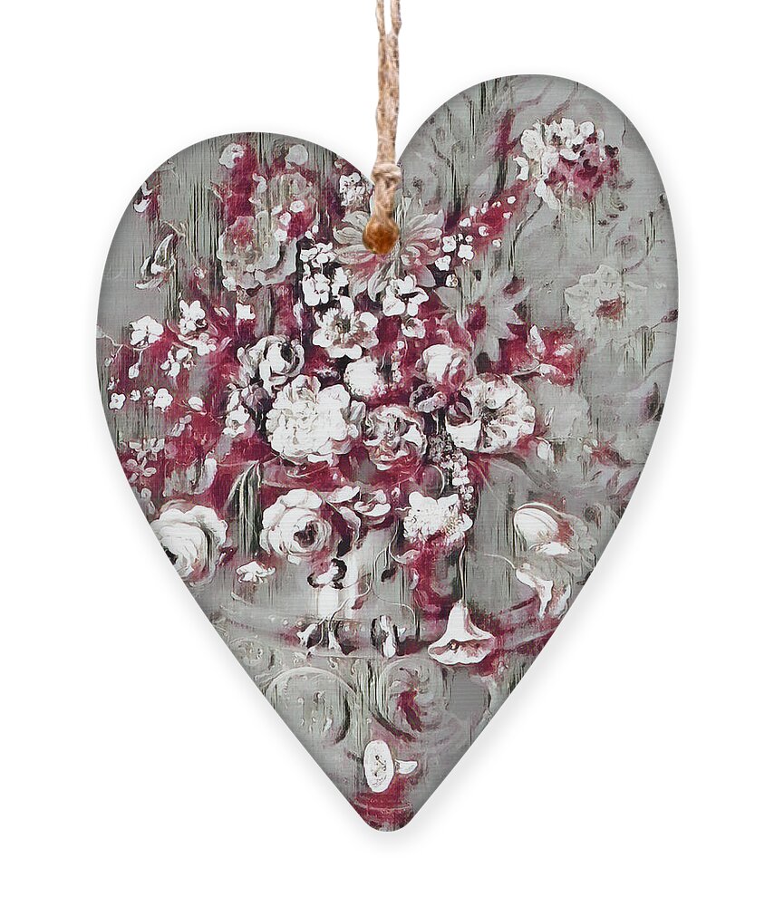 Flowers Ornament featuring the photograph Red and White Vintage Flowers by Munir Alawi