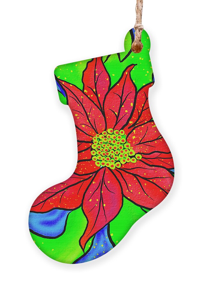 Red Poinsettia Ornament featuring the digital art Red Poinsettia stylized art by Tatiana Travelways