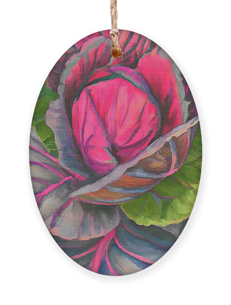 Cabbage Ornament featuring the digital art Red Red Cabbage by Cathy Anderson