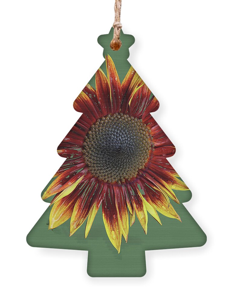 Red Sun Flower With Yellow Tips Ornament featuring the digital art Red Sun Flower With Yellow Tips by Tom Janca
