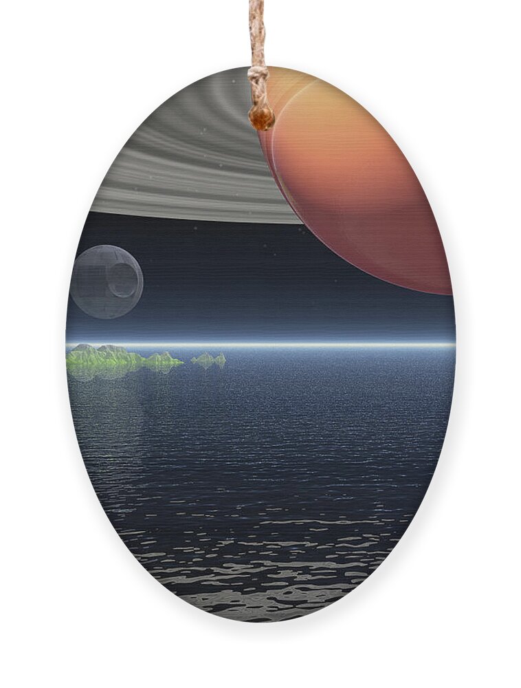 Saturn Ornament featuring the digital art Reflections of Saturn by Phil Perkins