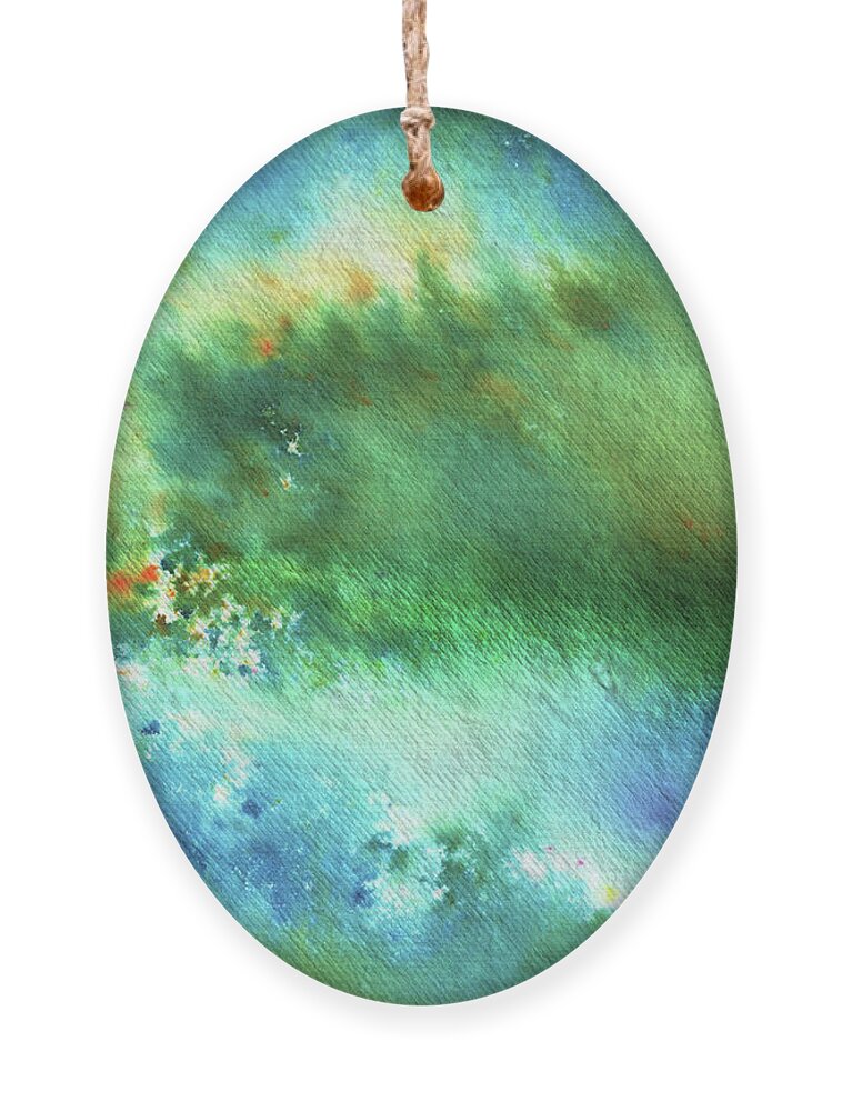 Abstract Watercolor Ornament featuring the painting Reflections Of The Nature Watercolor Contemporary Abstract Art by Irina Sztukowski