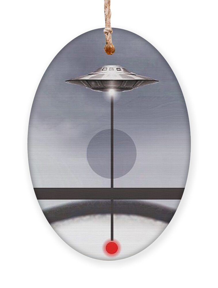 Spacecraft Ornament featuring the mixed media Refueling by Hartmut Jager