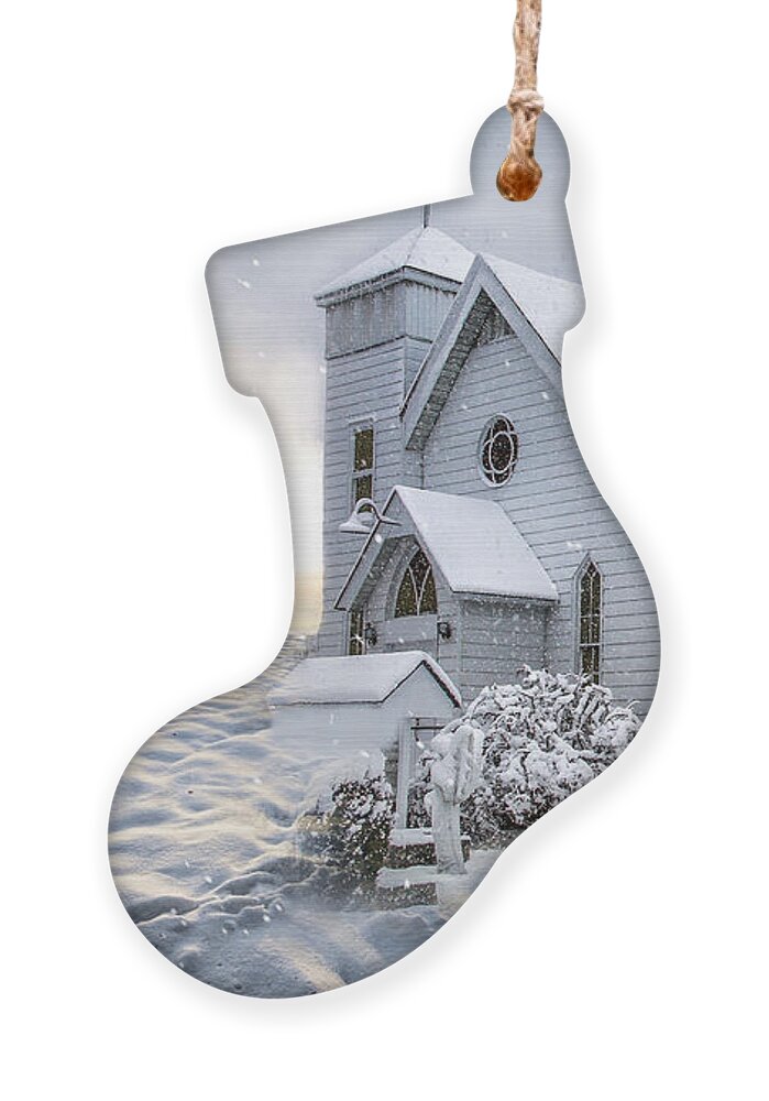 Refuge Ornament featuring the photograph Refuge in the Snow by Shelia Hunt