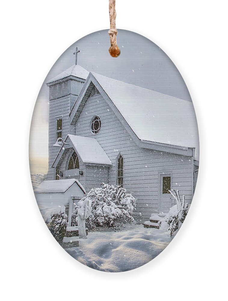 Church Ornament featuring the photograph Refuge in the Snow by Shelia Hunt